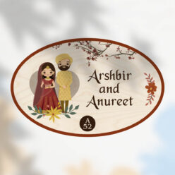 Punjabi Couple Theme Nameplate | Personalized | 12x8 Inch
