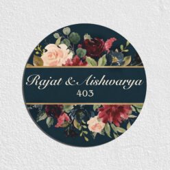 Dark Floral Circle Wooden Nameplate | Personalized | 12x12 Inch