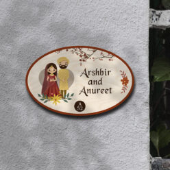 Punjabi Couple Theme Nameplate | Personalized | 12x8 Inch
