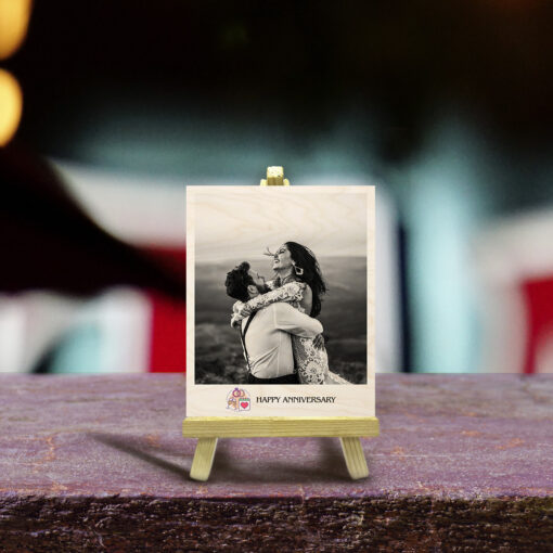 Happy Anniversary Wood Print | Personalized | 4X6 Inches - Image 2