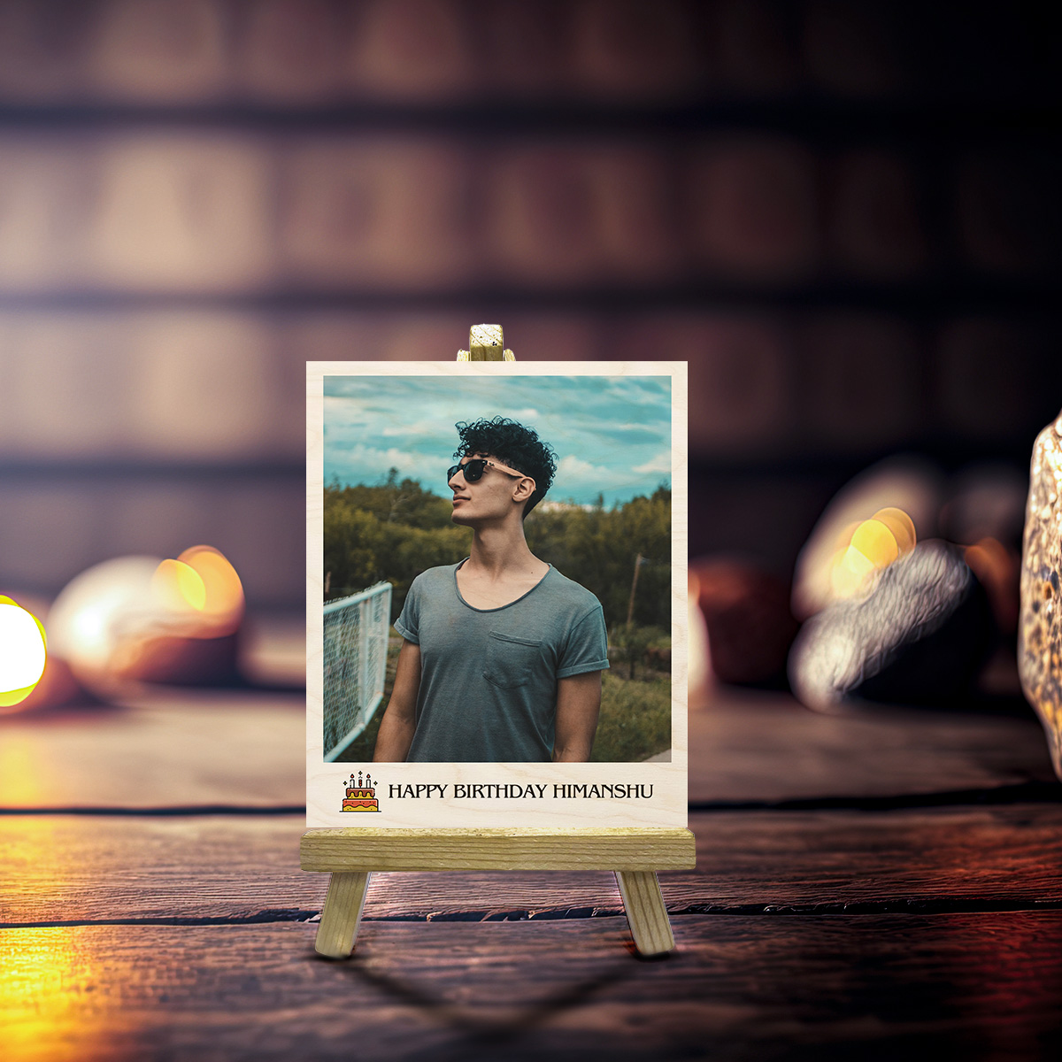 Happy Birthday Wood Print With Easel Stand | Personalized | 4X6 Inches