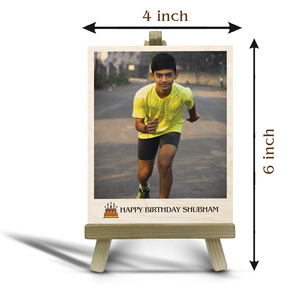 Happy Birthday Wood Print With Easel Stand | Personalized | 4X6 Inches - Image 6