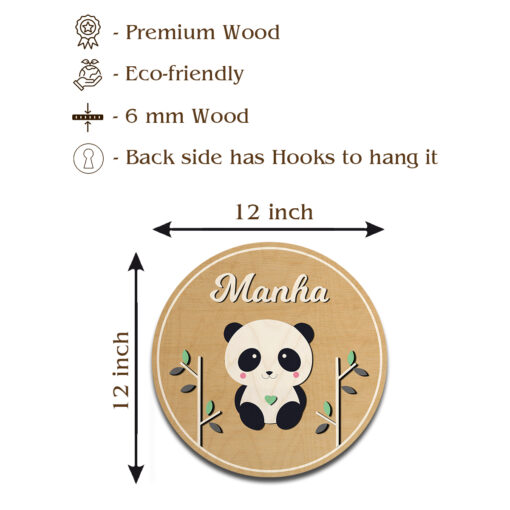 Panda Baby Nameplate | Personalized | 12x8 inches - Image 5