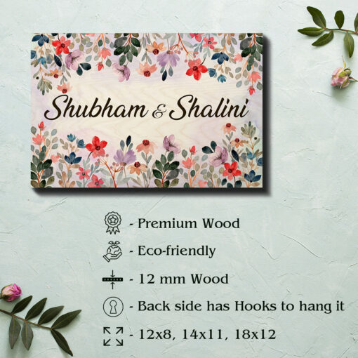 Flower Wooden Name Plate | Personalized - Image 6