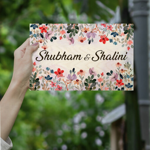 Flower Wooden Name Plate | Personalized