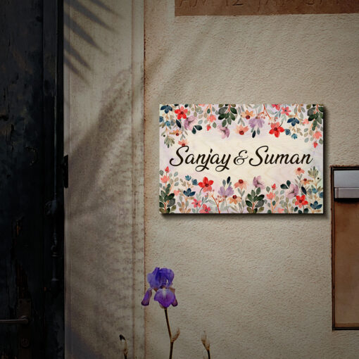 Flower Wooden Name Plate | Personalized - Image 3