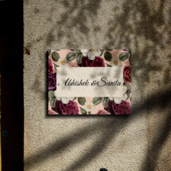 Wooden Red Flower Name Plate| Personalized