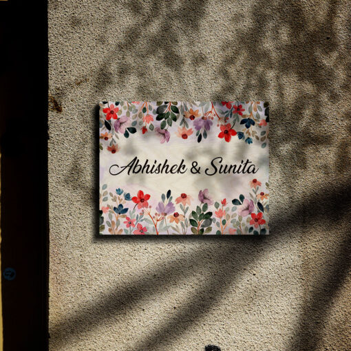 Flower Wooden Name Plate | Personalized - Image 2