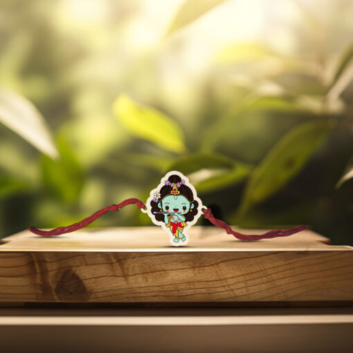 Cute Krishna Wooden Rakhi - Image 6