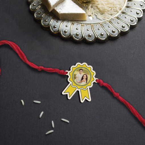 personalized Wooden Photo Rakhi with Magnet - Image 2