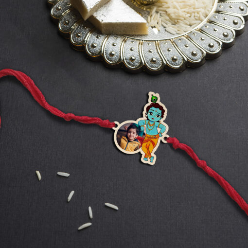 Personalized Krishna Photo | Wooden Rakhi - Image 2