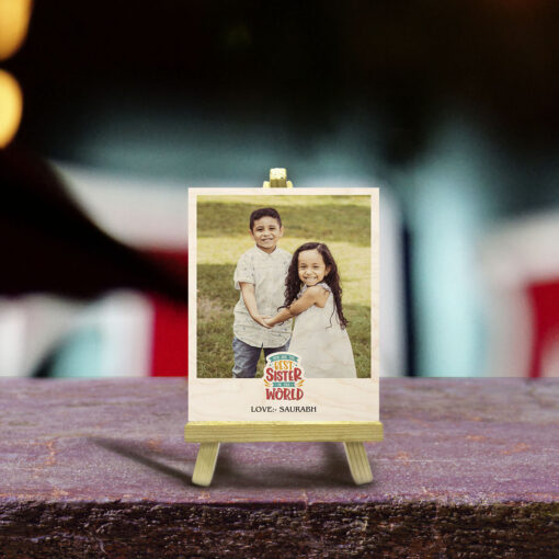 Best Sister Wood Print With Easel Stand | Personalized - Image 2