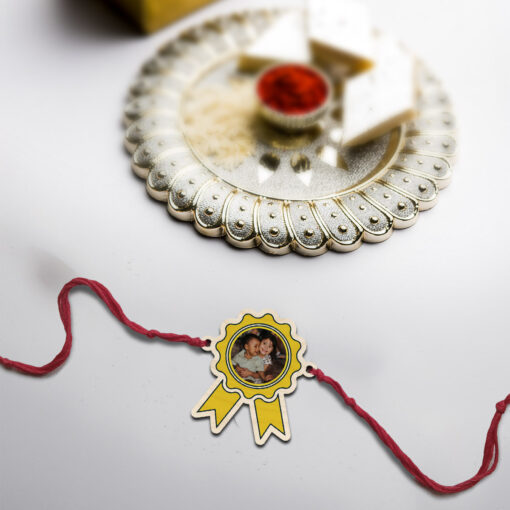 personalized Wooden Photo Rakhi with Magnet - Image 3