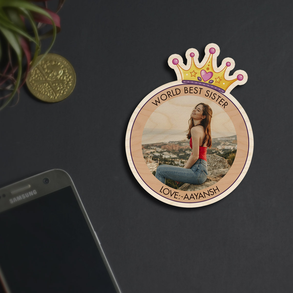 Personalized Sister Magnet | Wooden - Image 3