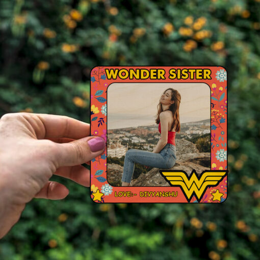 Personalized Sister Fridge Magnet | Wooden - Image 4