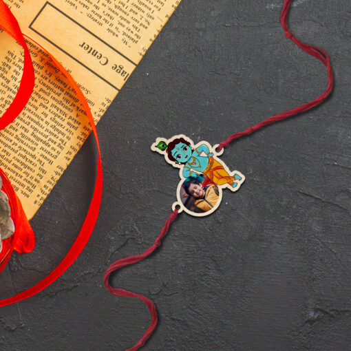 Personalized Krishna Photo | Wooden Rakhi - Image 4