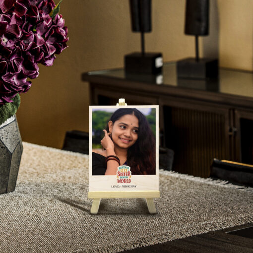 Best Sister Wood Print With Easel Stand | Personalized - Image 4