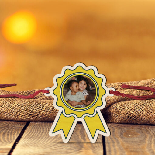 personalized Wooden Photo Rakhi with Magnet
