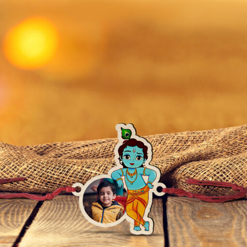 Personalized Krishna Photo | Wooden Rakhi - Image 5
