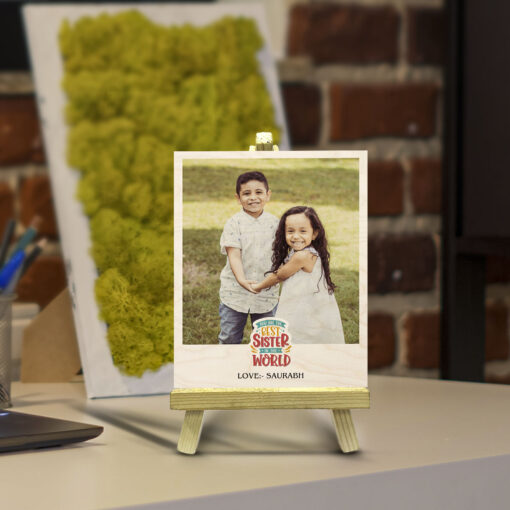 Best Sister Wood Print With Easel Stand | Personalized - Image 5