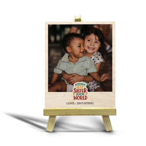 Best Sister Wood Print With Easel Stand | Personalized - Image 6