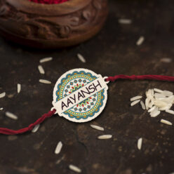 Personalized Name With Colorful Floral | Wooden Rakhi