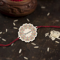 Floral Personalized Name Wooden Rakhi