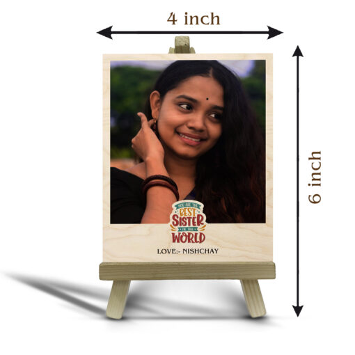 Best Sister Wood Print With Easel Stand | Personalized - Image 7
