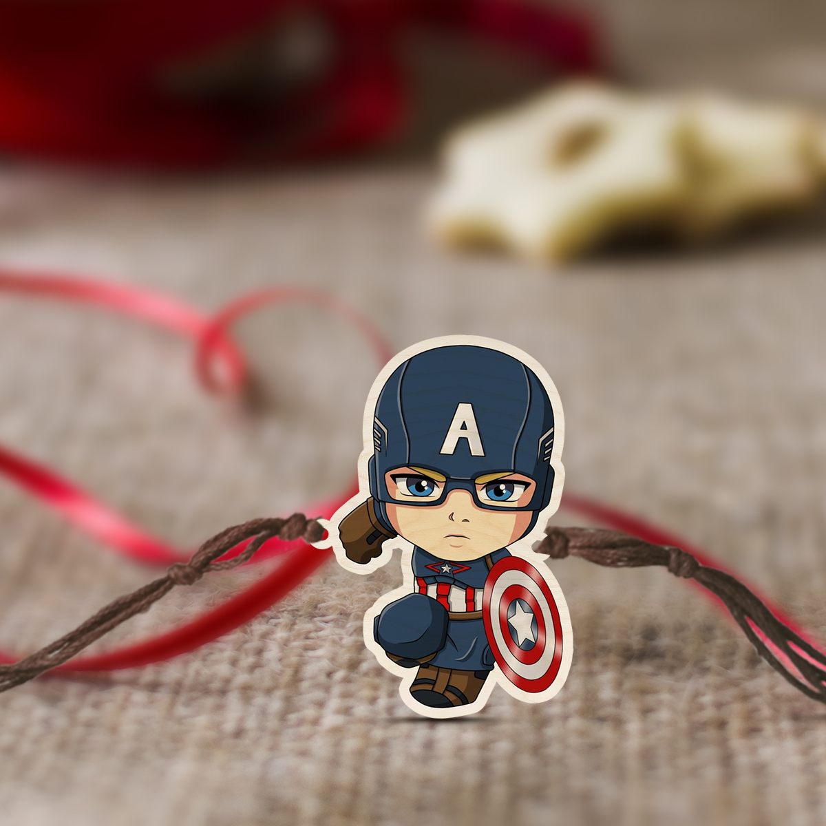 Captain America Wooden Rakhi