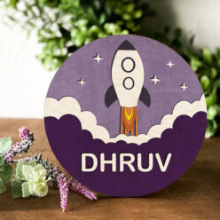 Rocket Name Sign | Wooden Name plate | 12*12 inches
