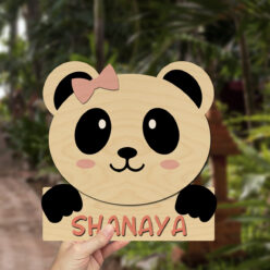 Kids Panda Theme | 3D Wooden Nameplate