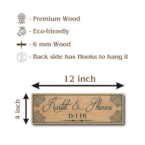 Personalized Couple Wooden Name plate | 12*4 inches - Image 6