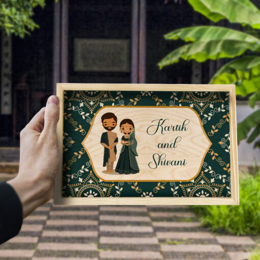 Floral Wooden Name plate With Frame | Personalized - Image 2