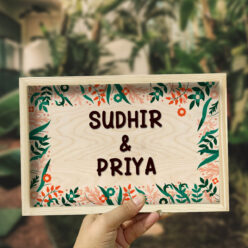 Printed Floral Frame Name plate | Wooden 3D