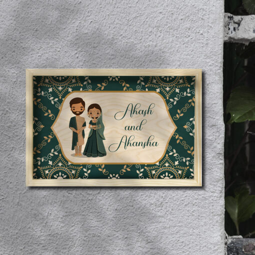 Floral Wooden Name plate With Frame | Personalized - Image 5