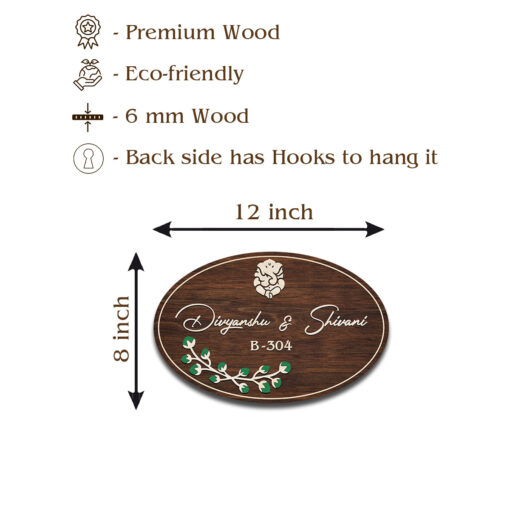 Personalized Oval Floral Wooden Name plate - Image 6