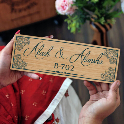 Personalized Couple Wooden Name plate | 12*4 inches