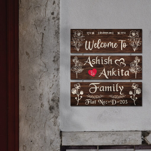 Welcome To Family Personalized Wooden Name plate - Image 2