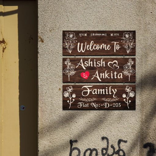 Welcome To Family Personalized Wooden Name plate - Image 3