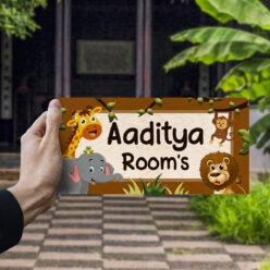 Personalized Jungle Theme Name plate | Wooden 3D