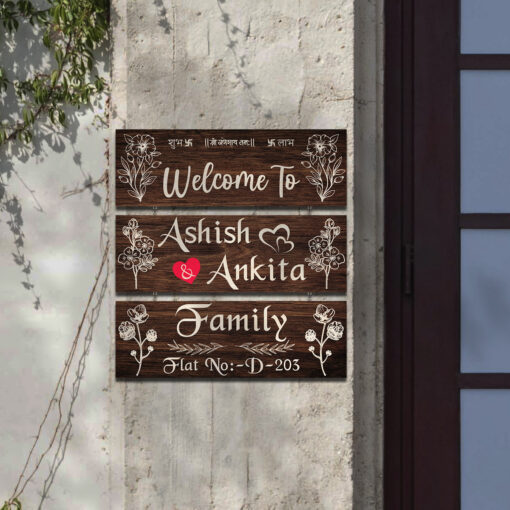 Welcome To Family Personalized Wooden Name plate - Image 4