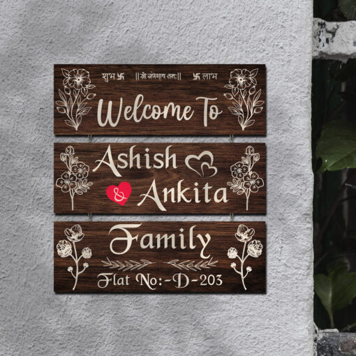 Welcome To Family Personalized Wooden Name plate