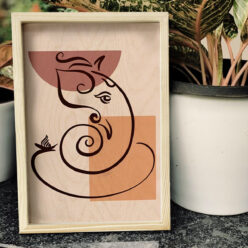 Minimalist Abstract Ganesha Art  | Boho Art | Wooden frame