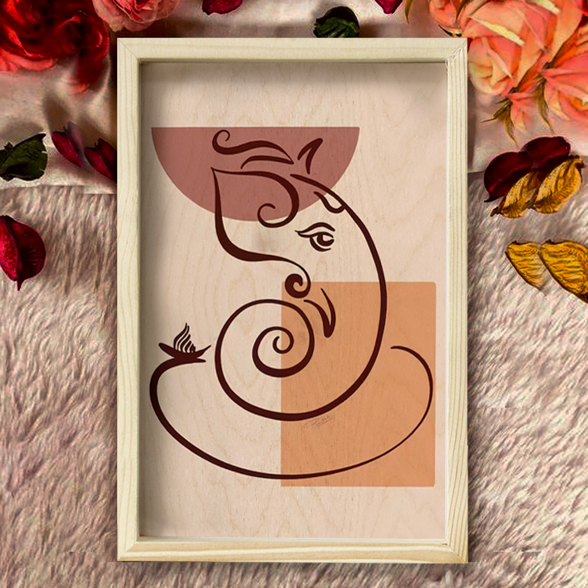 Minimalist Abstract Ganesha Art | Boho Art | Wooden frame - Image 6
