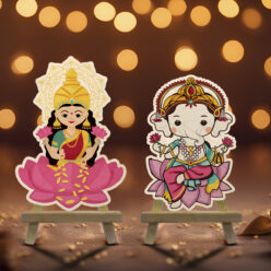 Laxmi and Ganesh Wood Print with Easel Stand