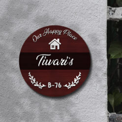 Dark Walnut Circle Name plate | Personalized | 3D Wooden