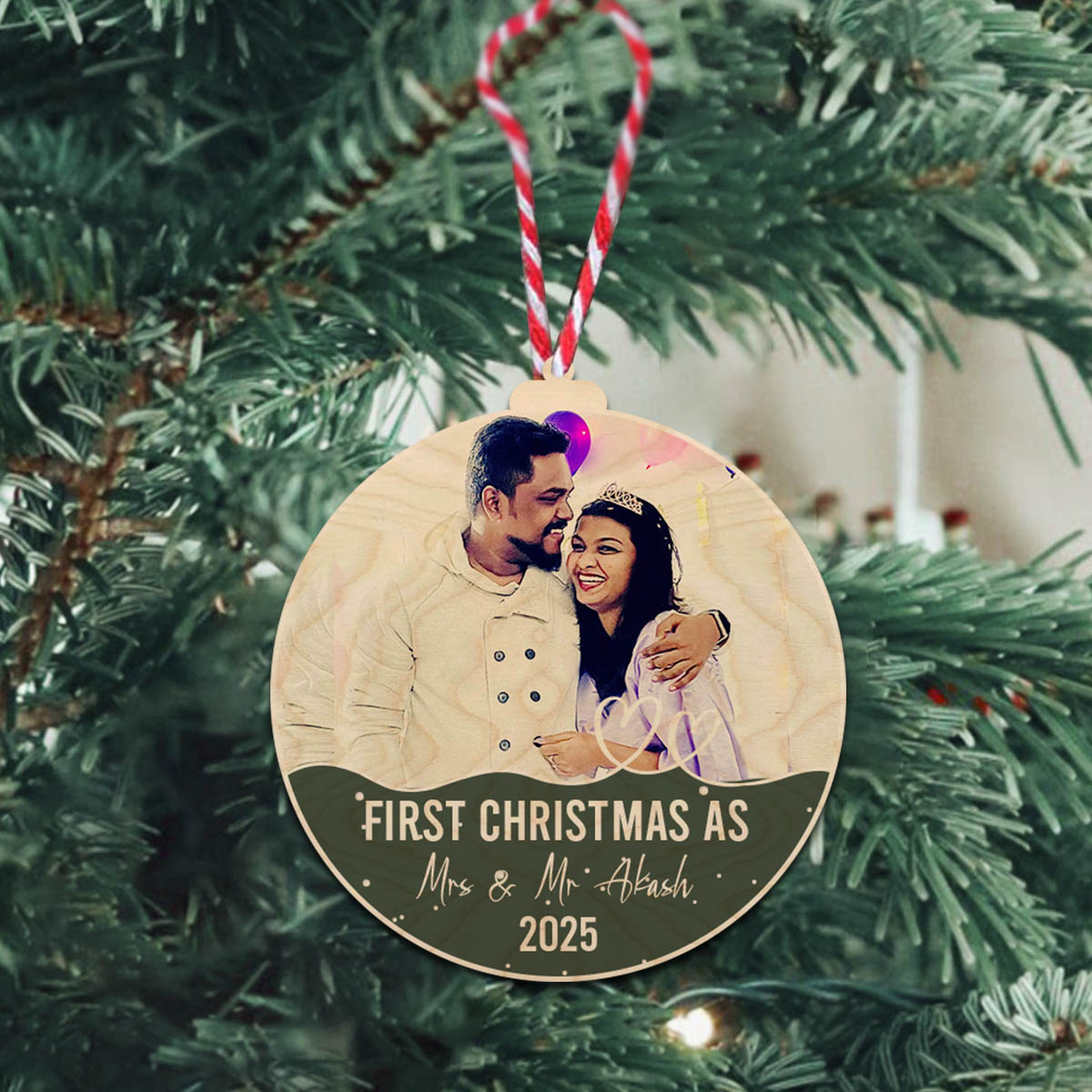 Custom Christmas Ornament with magnet for Couples | 4*4 Inch - Image 3