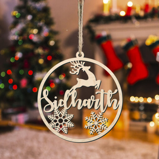 Christmas Reindeer Wooden Name Ornament | Personalized | 4 Inch - Image 2