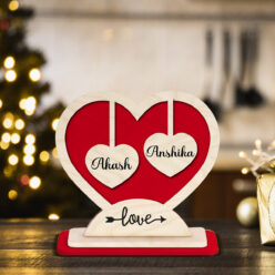 Wooden Couple Heart Stand | Personalized |