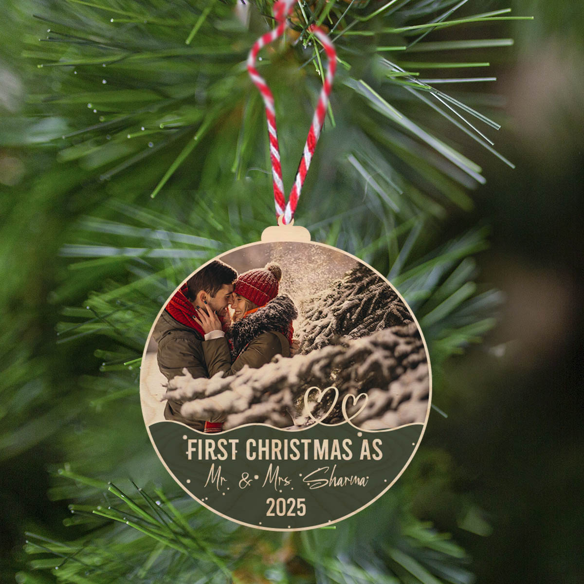 Custom Christmas Ornament with magnet for Couples | 4*4 Inch